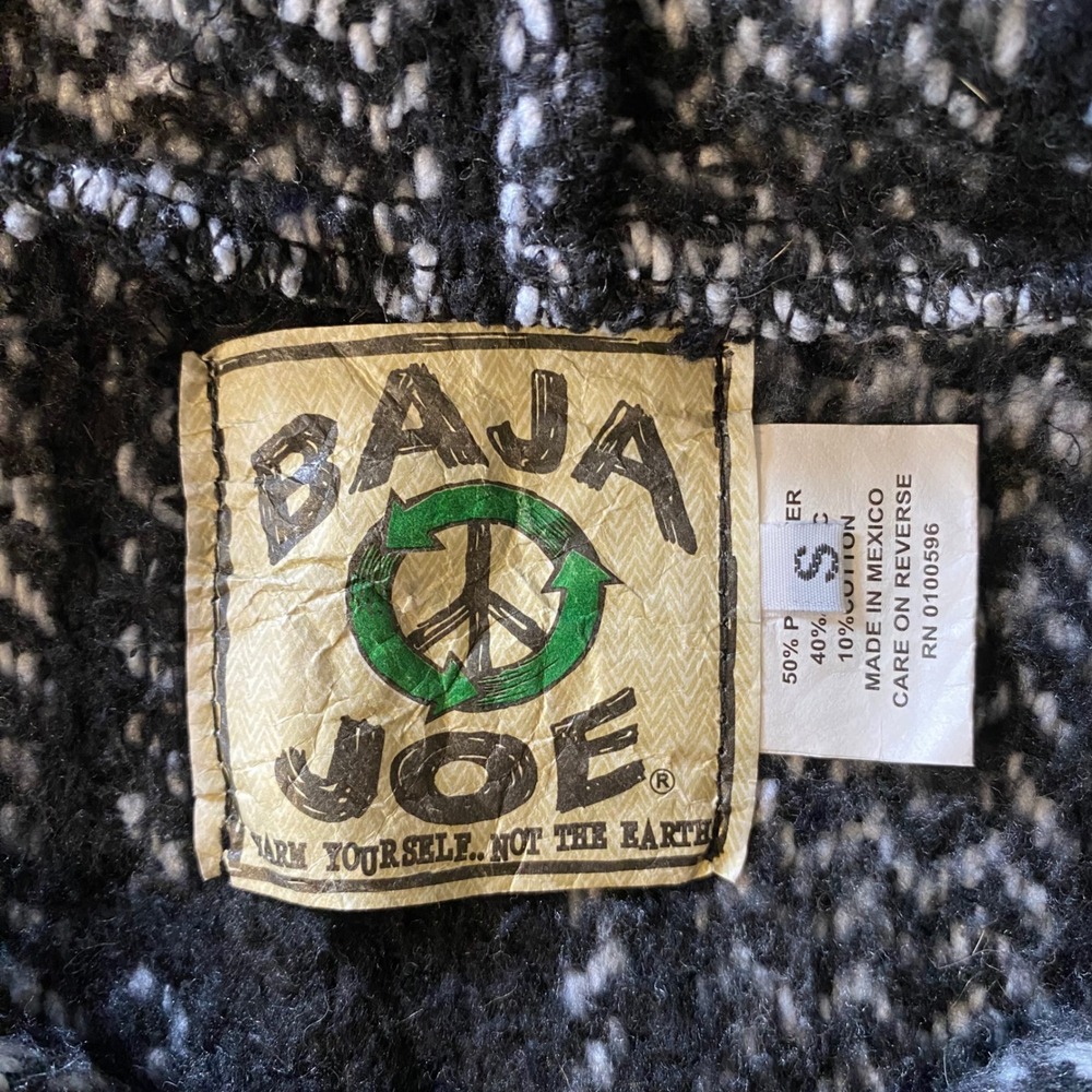 Baja Joe Mexican Baja Poncho‎ Hoodie Size Small Pullover Surfer Hippie Drug Rug - Picture 8 of 12